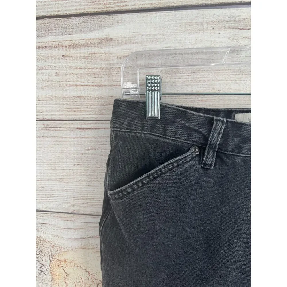 We the Free People Button Fly Straight Leg Raw Hem Jeans Womens‎ 29 Black